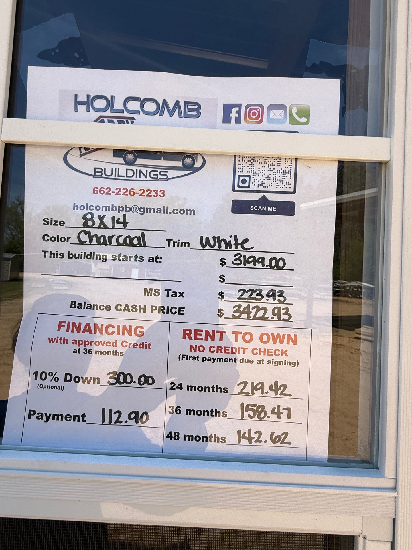 sale sheet for regular roof portable building