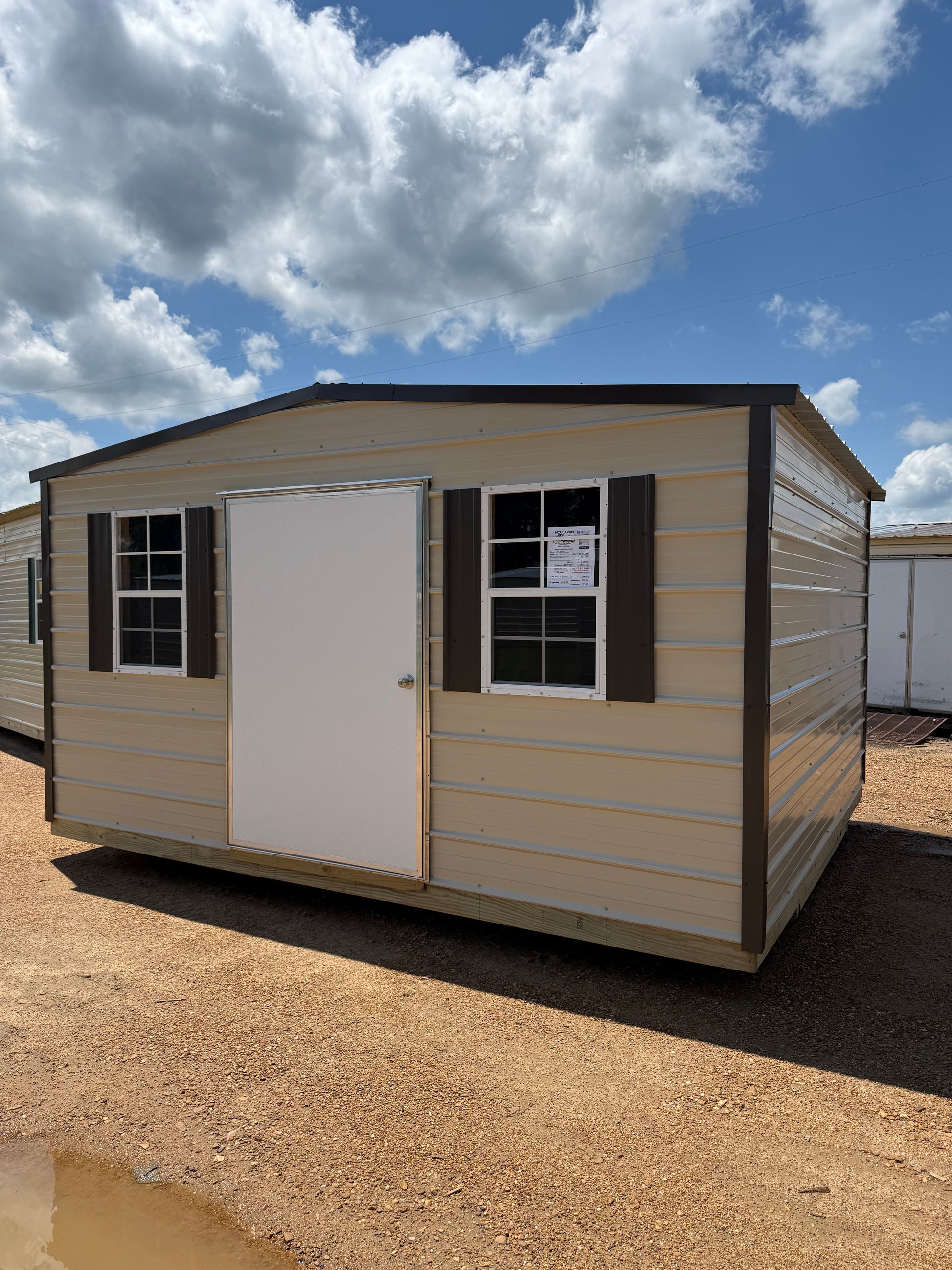 12x14 light stone/burnished slate regular roof portable building