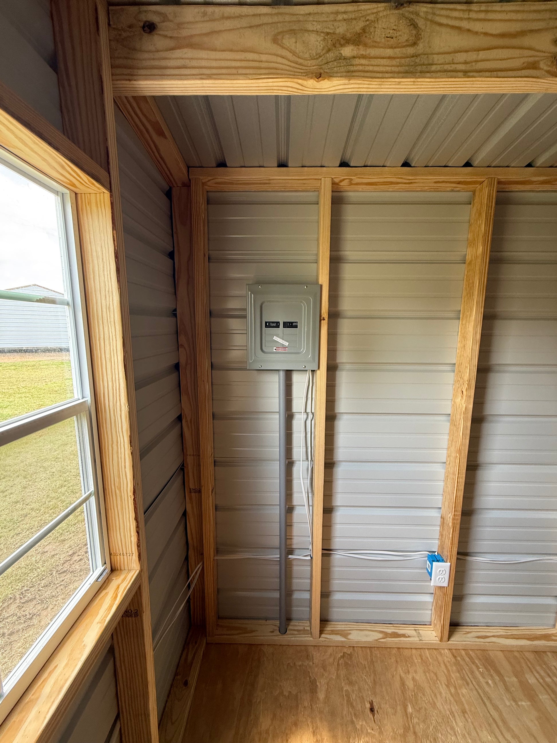 breaker box inside 12x20 portable building