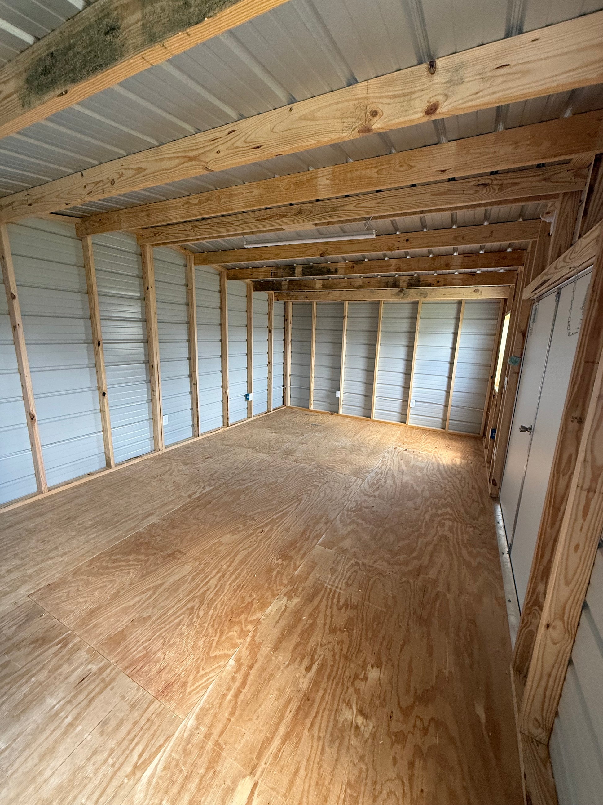 another inside view of a 12x20 portable building with electrical package