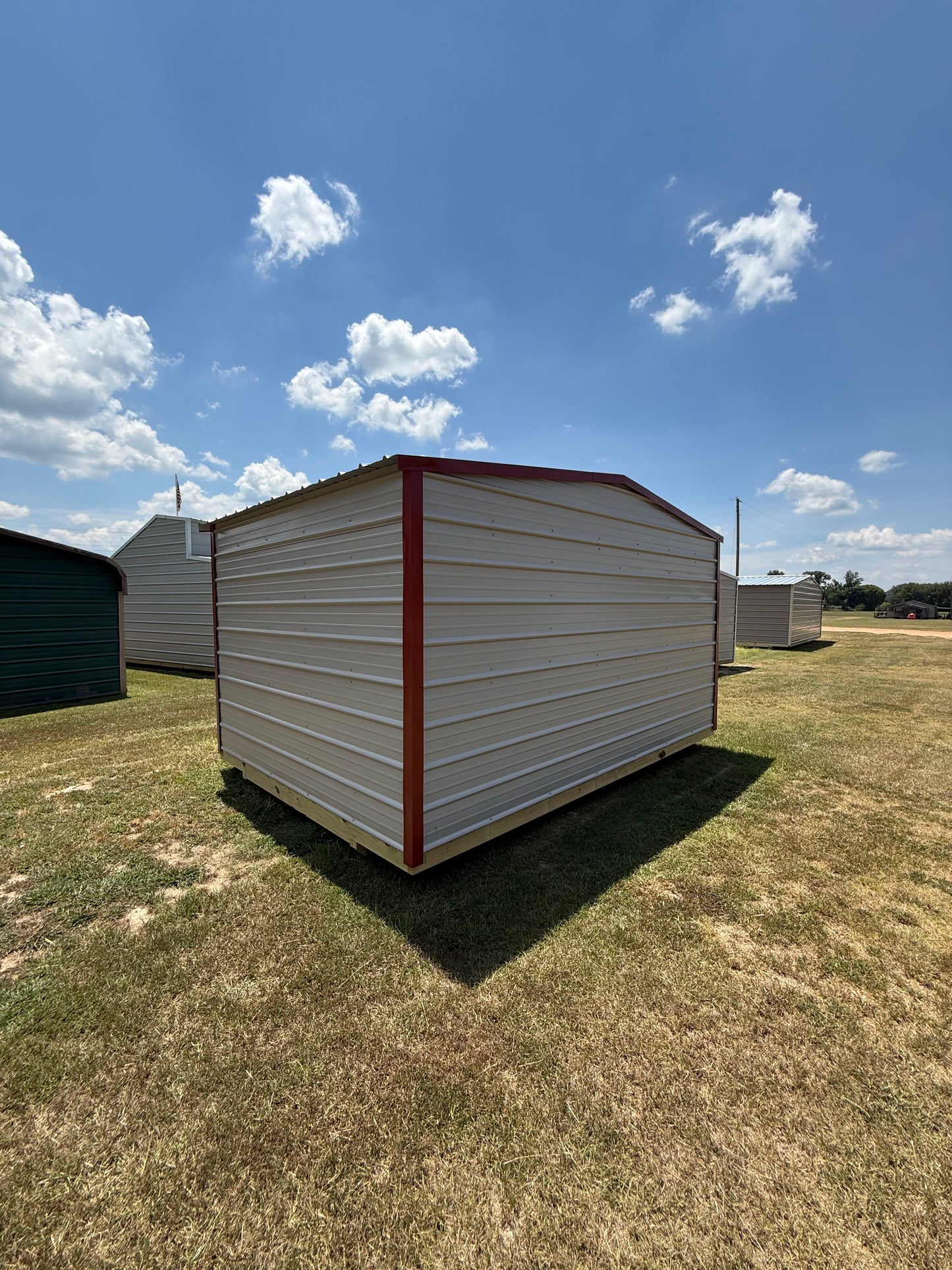 back and side of 10x14 regular roof portable building