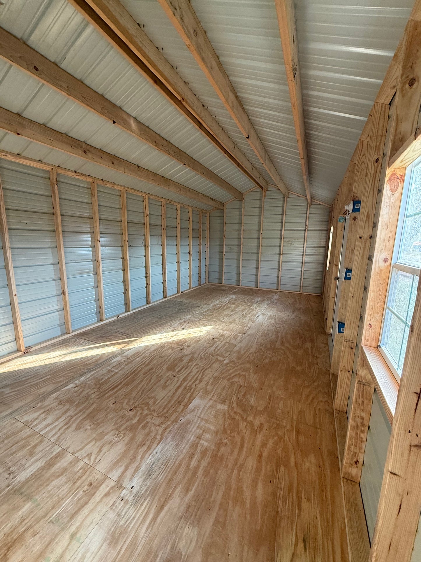 Inside 12x24 peak roof building