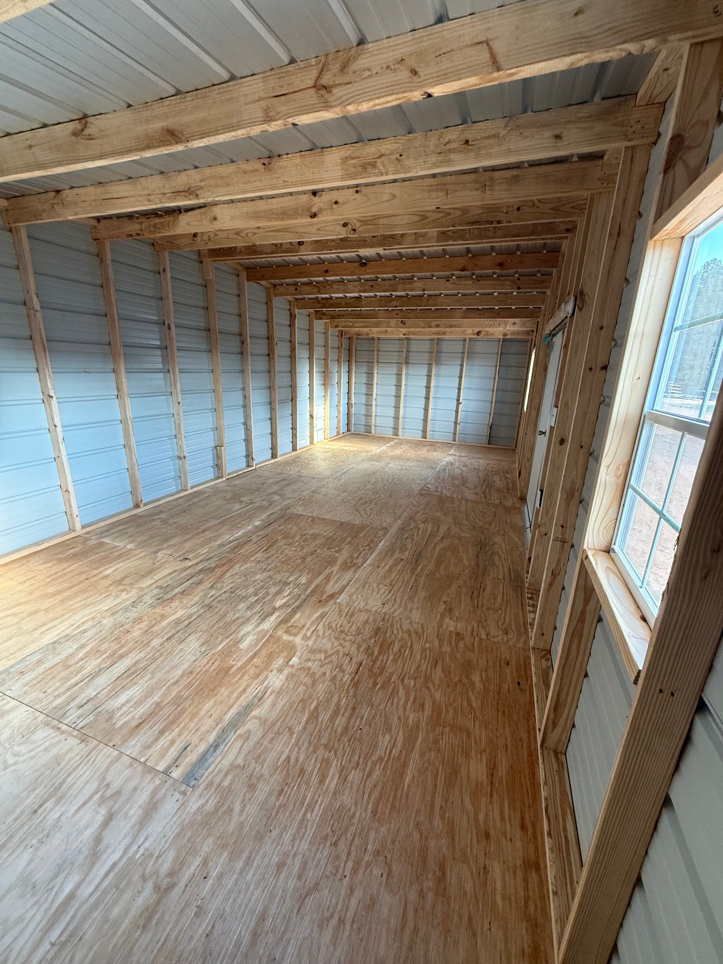 inside 12x28 regular roof portable building