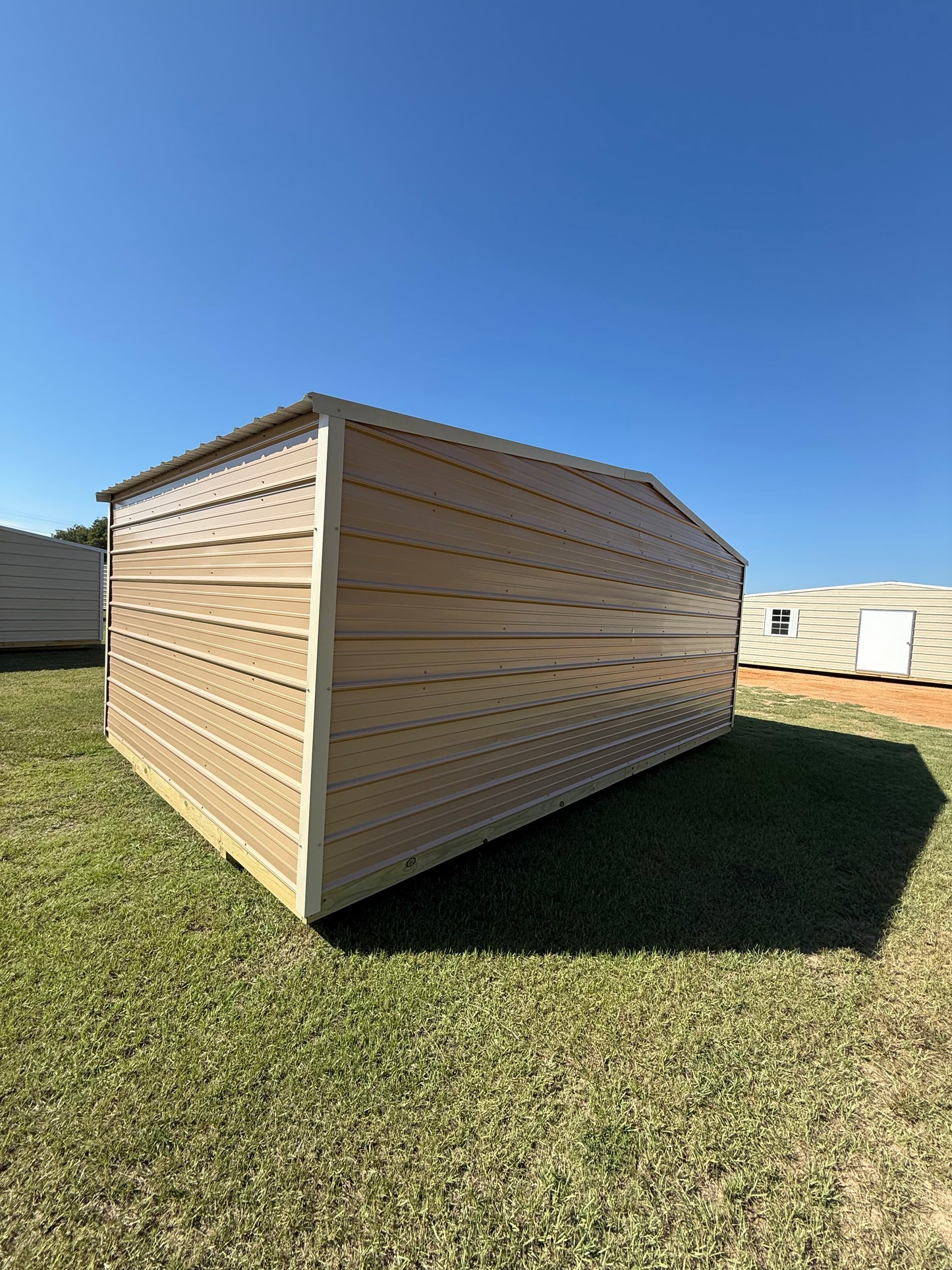 side/back view of 12x20 regular roof portable building