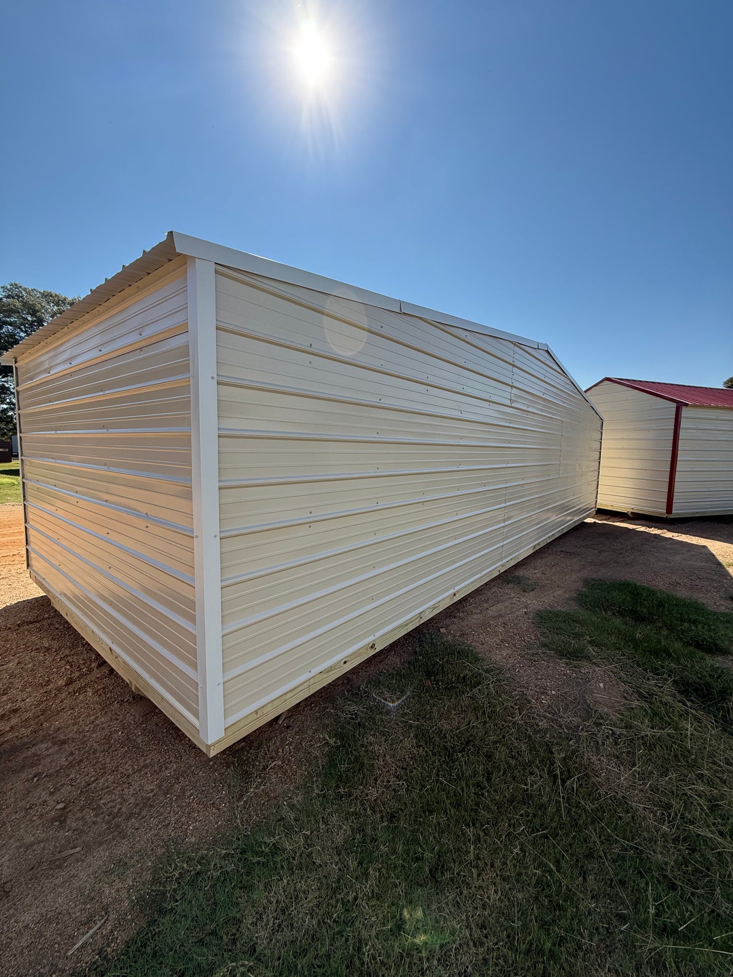side/back view of 12x32 regular roof portable building