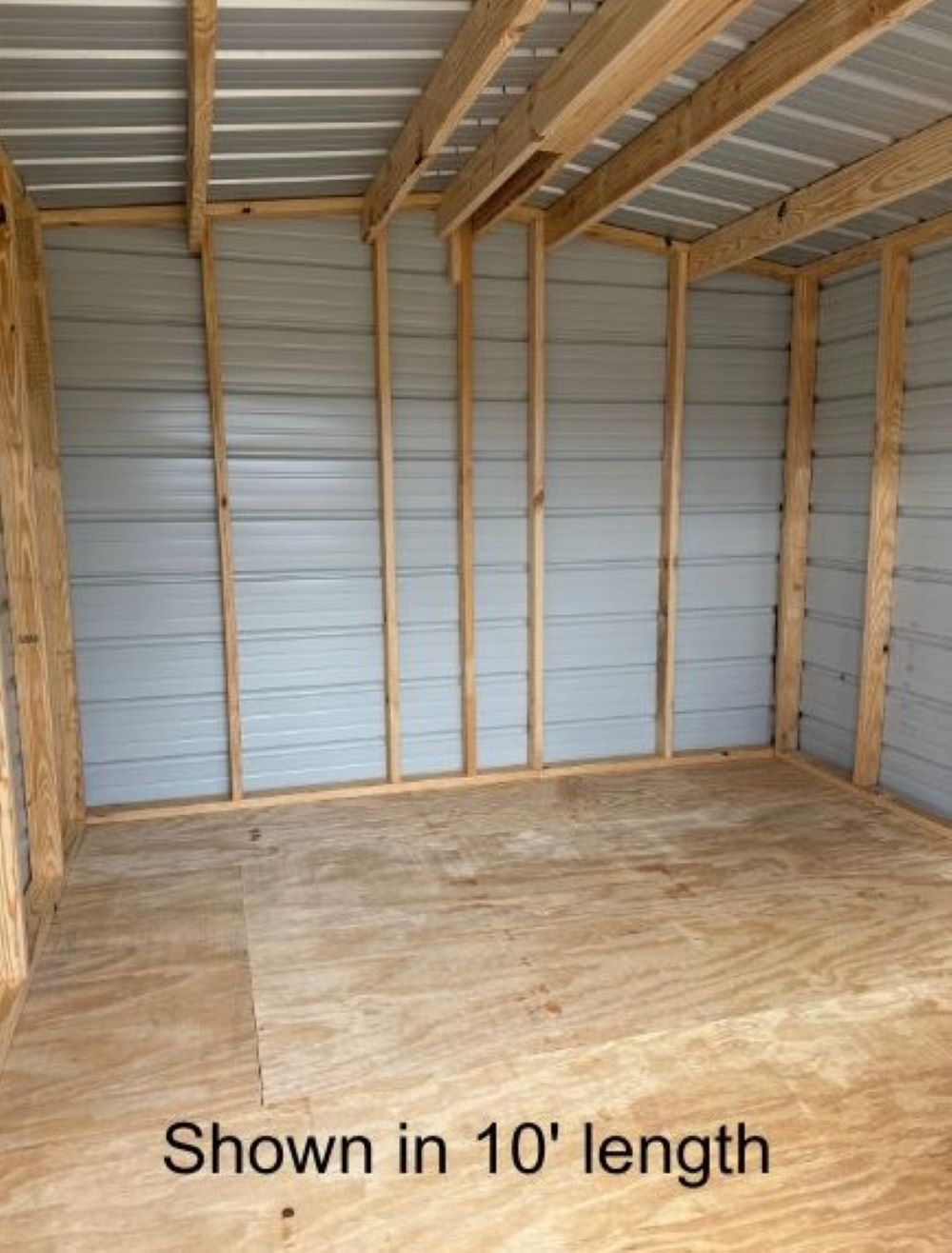 inside of a 10' length portable building