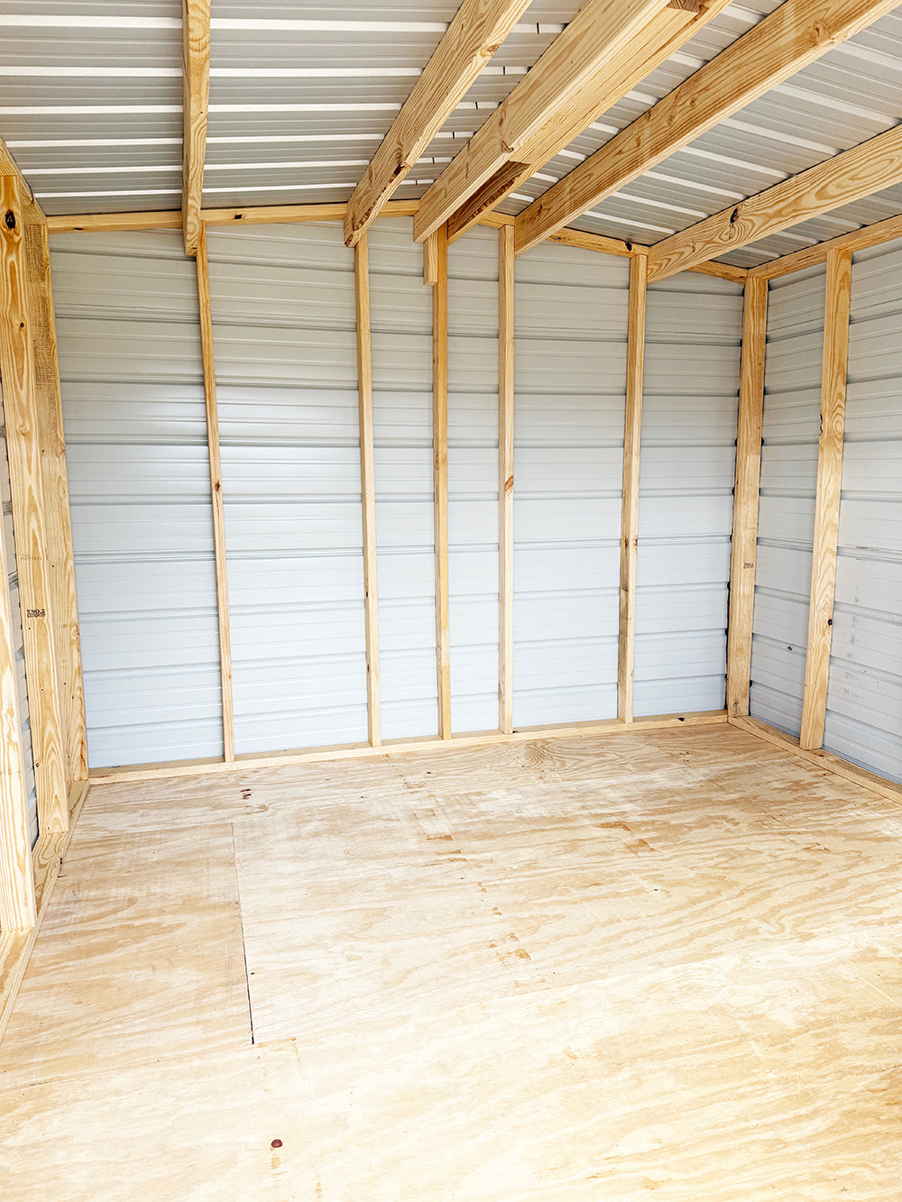 10x10 Regular Roof Portable Building - Alamo White/Charcoal-inside