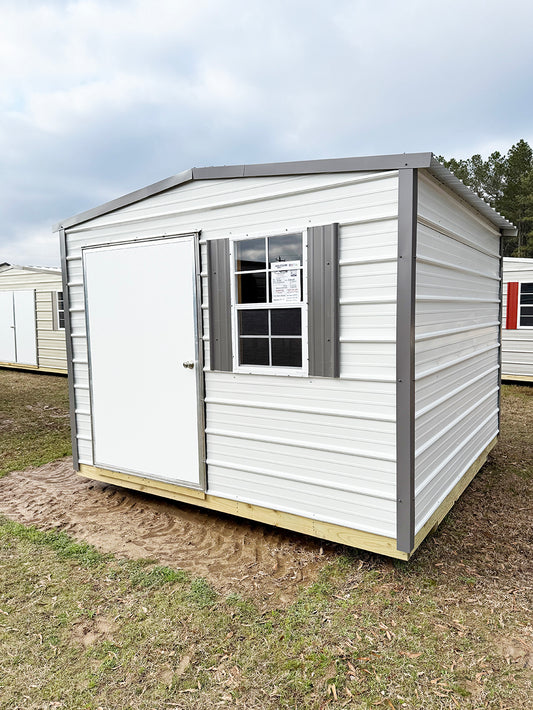 10x10 Regular Roof Portable Building - Alamo White/Charcoal