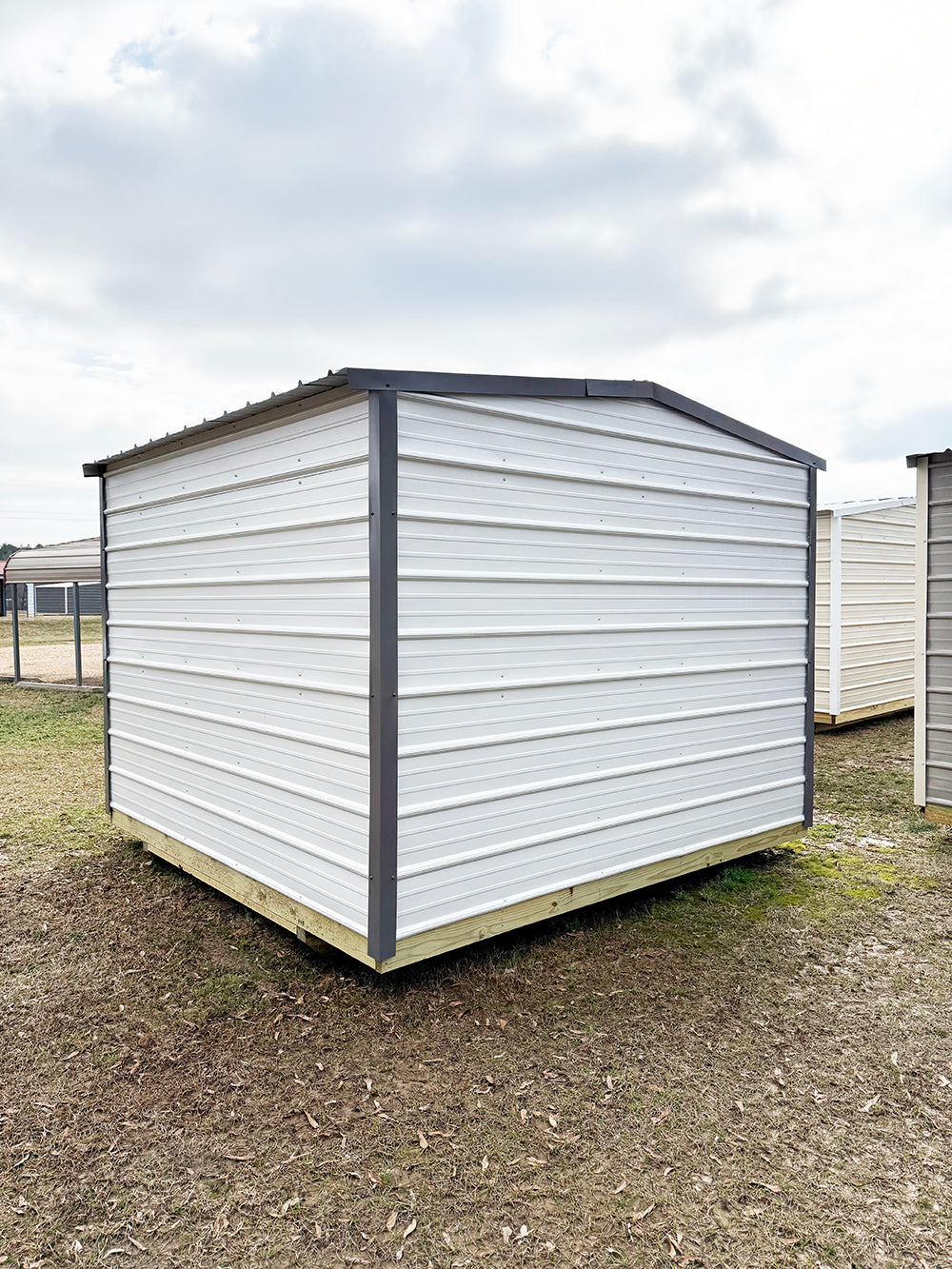 10x10 Regular Roof Portable Building - Alamo White/Charcoal1