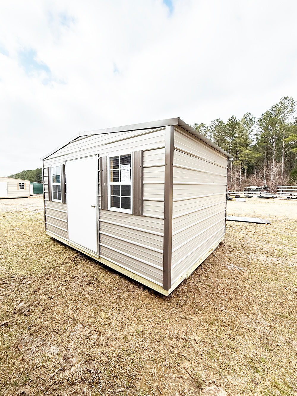 10x14 Regular Roof Portable Building - Taupe/Burnished Slate