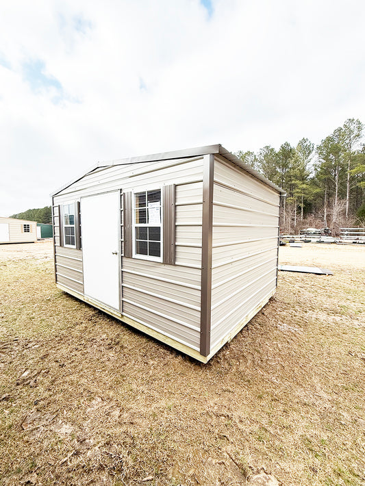 10x14 Regular Roof Portable Building - Taupe/Burnished Slate