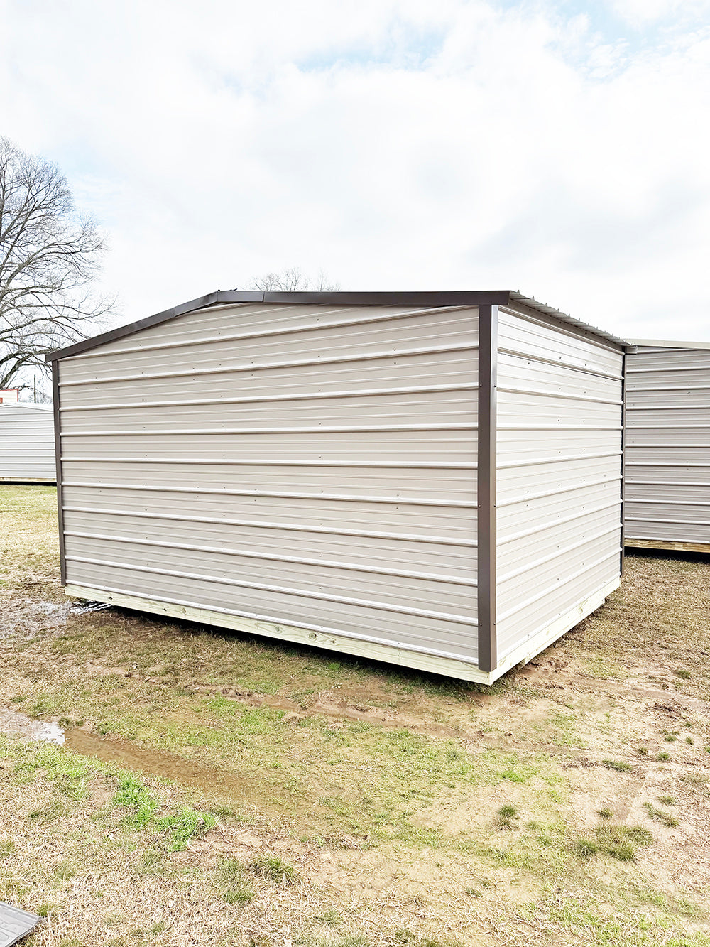 10x14 Regular Roof Portable Building - Taupe/Burnished Slate1