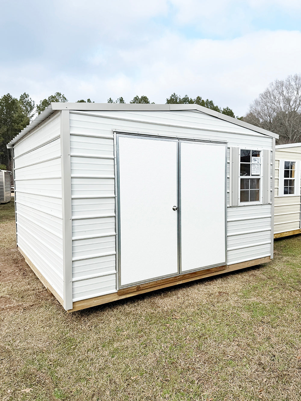 Portable Regular 12x12 Regular Roof Portable Building - Alamo White/Gray – Holcomb Buildings