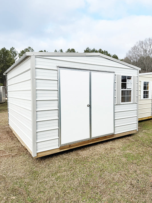 12x12 Regular Roof Portable Building - Alamo White/Gray