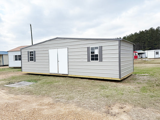 12x30 Regular Roof Portable Building - Gray/Charcoal
