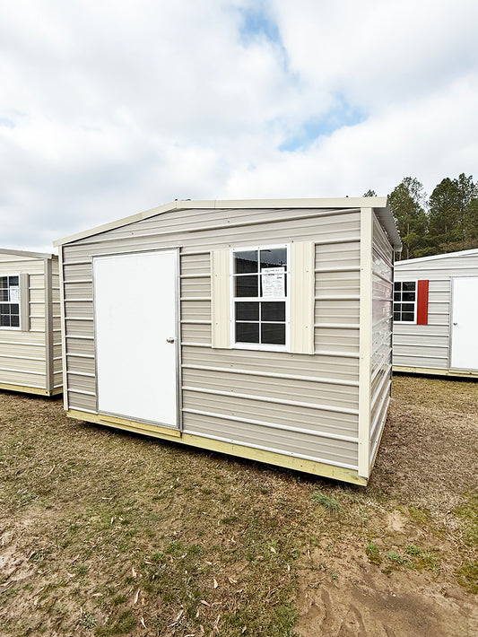 8x12 Regular Roof Portable Building - Taupe/Light Stone
