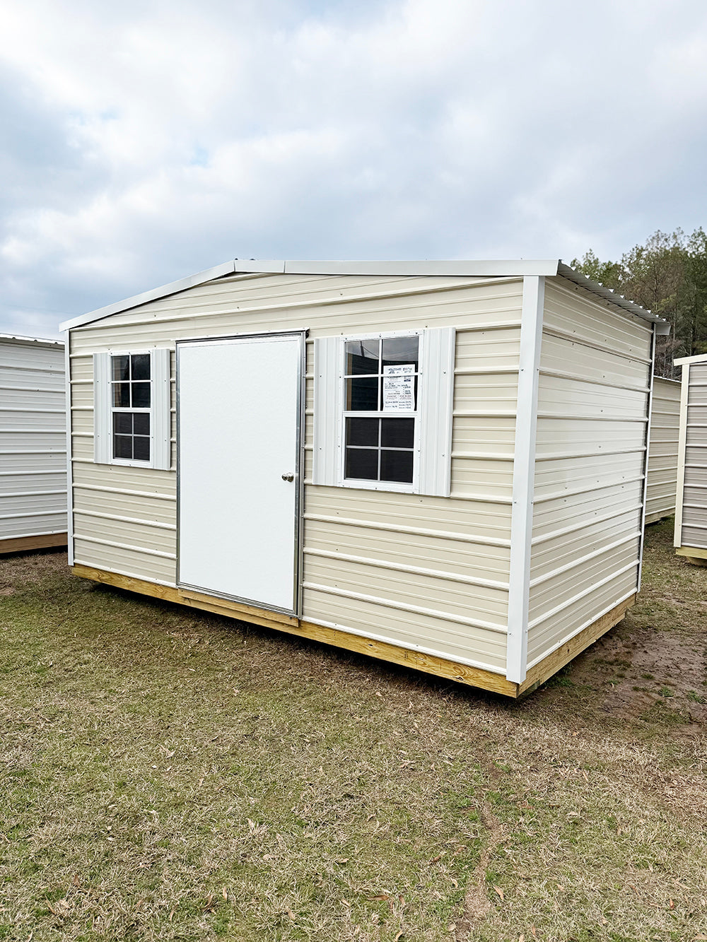Portable Regular 8x14 Regular Roof Portable Building - Light Stone/Alamo White – Holcomb ...