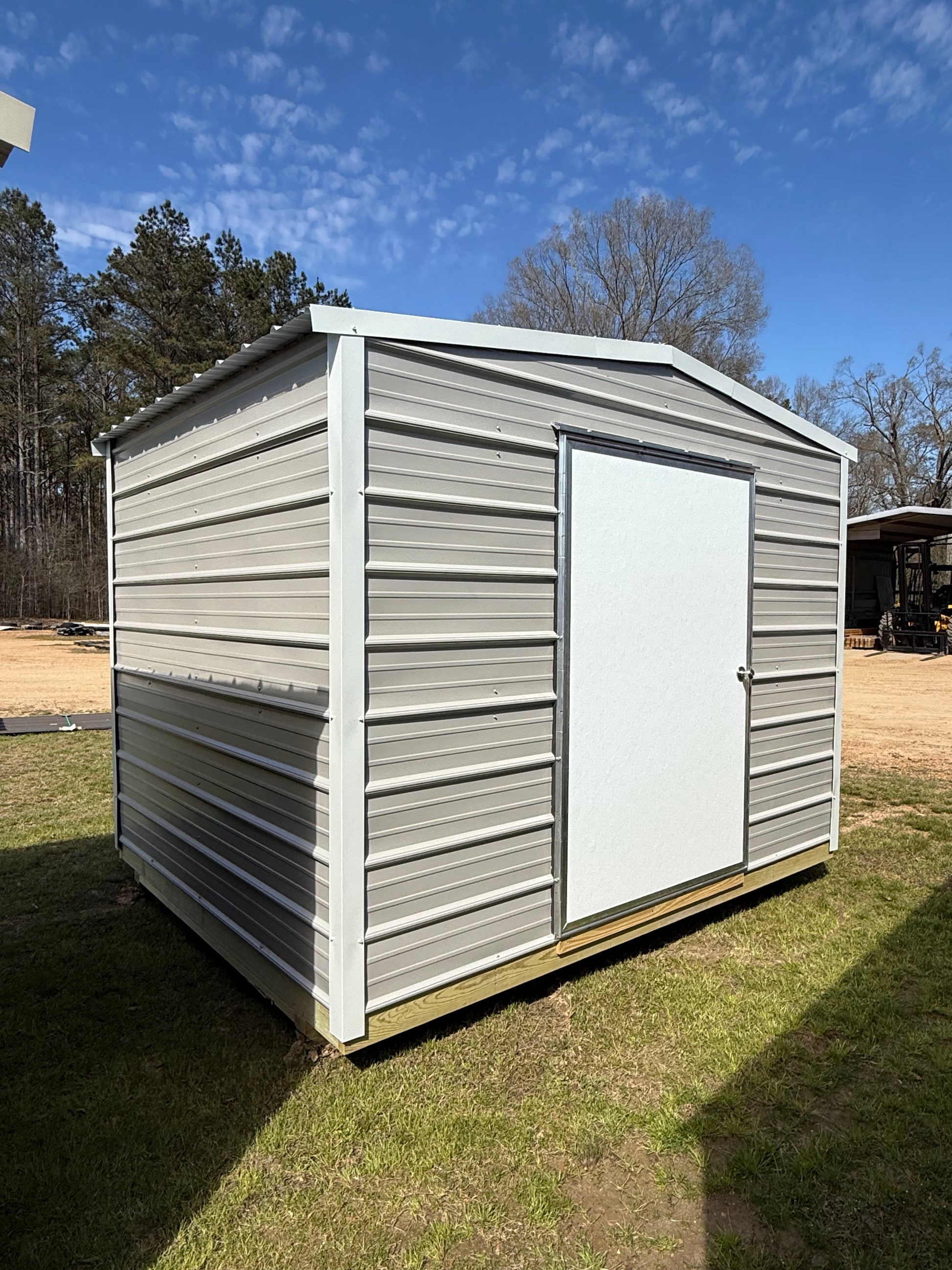 8x10 Gray and Alamo White Portable Building