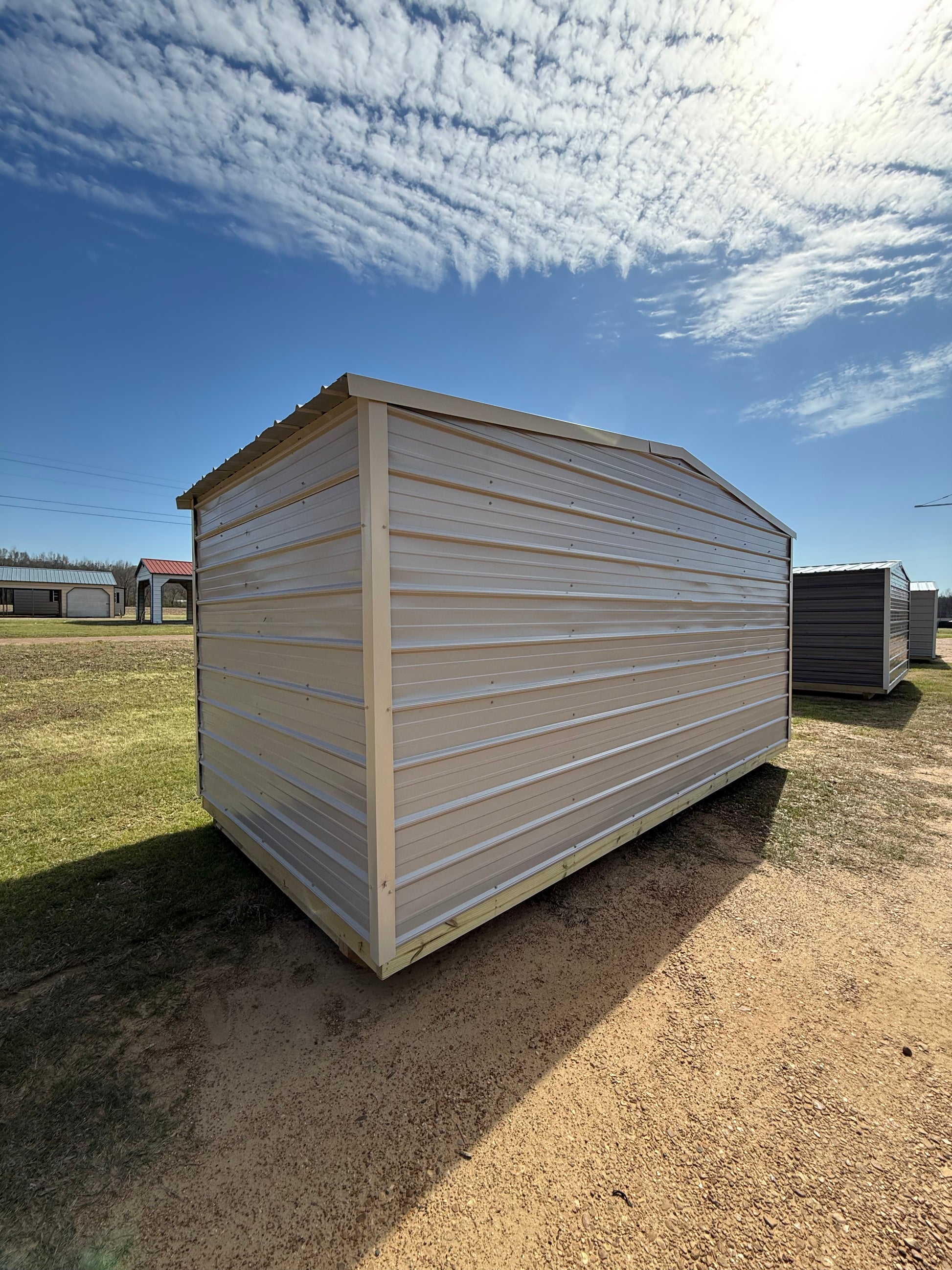 8x16 back view of regular roof portable building 