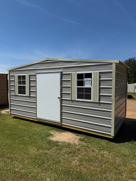 8x16 Gray/Light Stone Regular Roof Portable Building