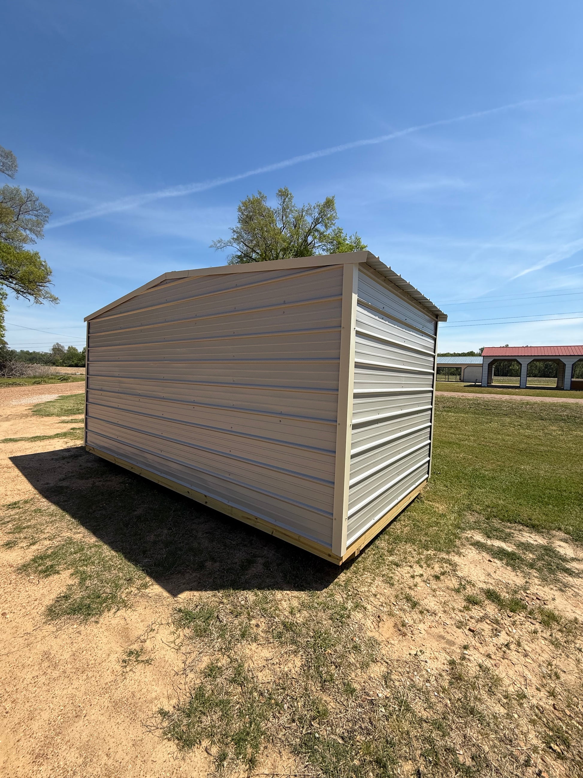 side/outside view of 8x16 regular roof portable building 