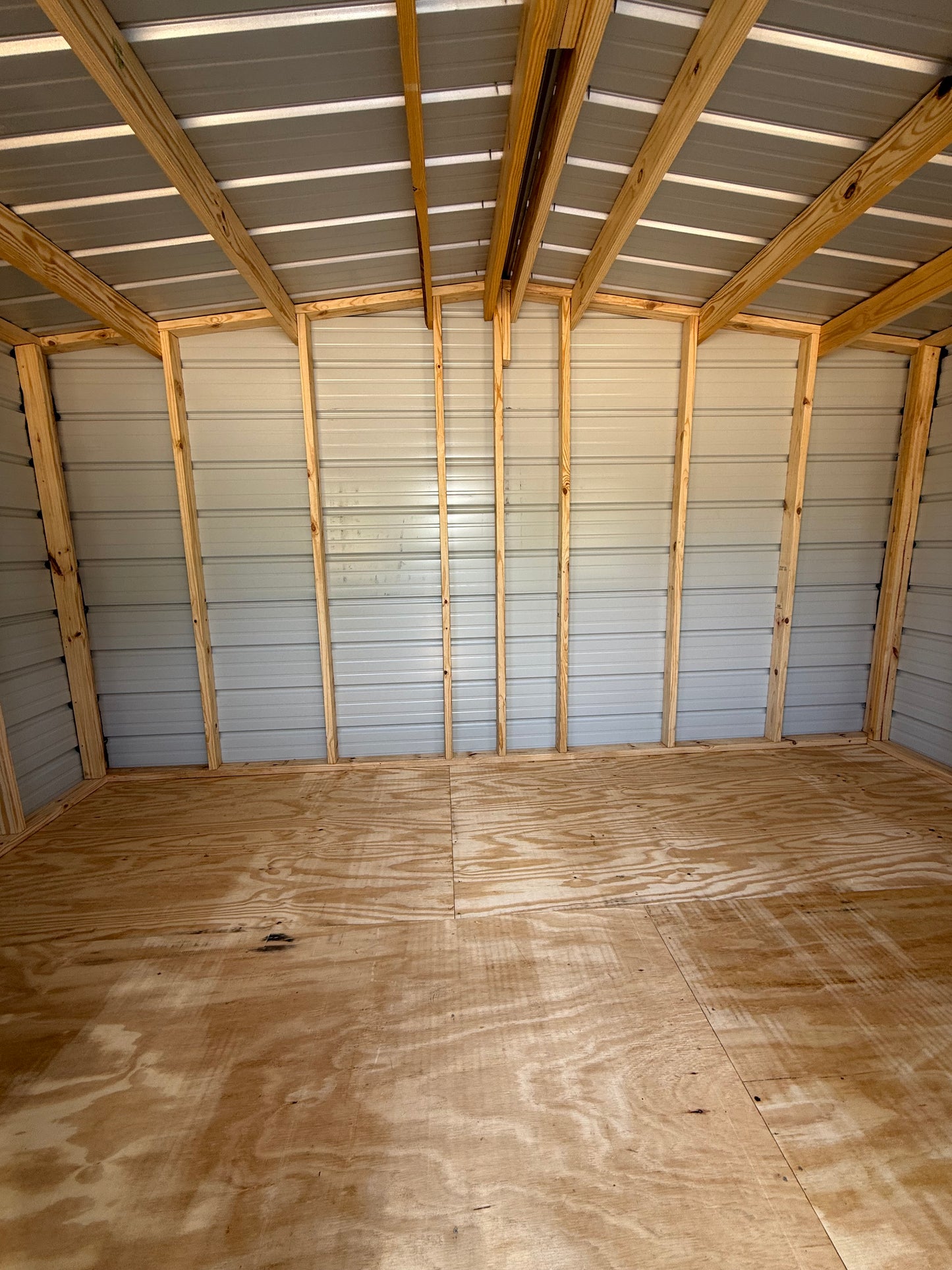 inside view of 8x14 regular roof portable building 