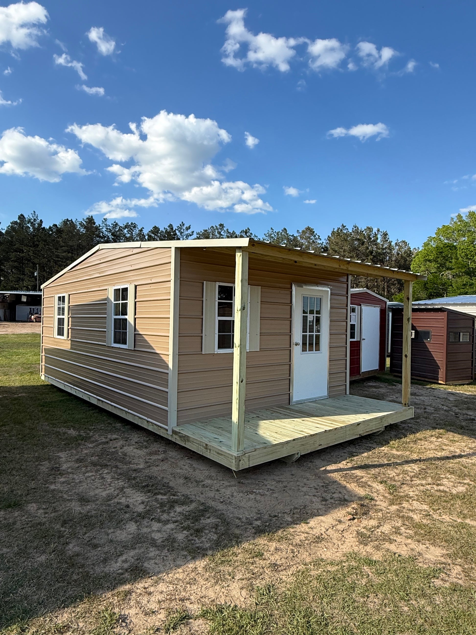 12x24 Shotgun Cabin Tan/Light Stone with extra windows 