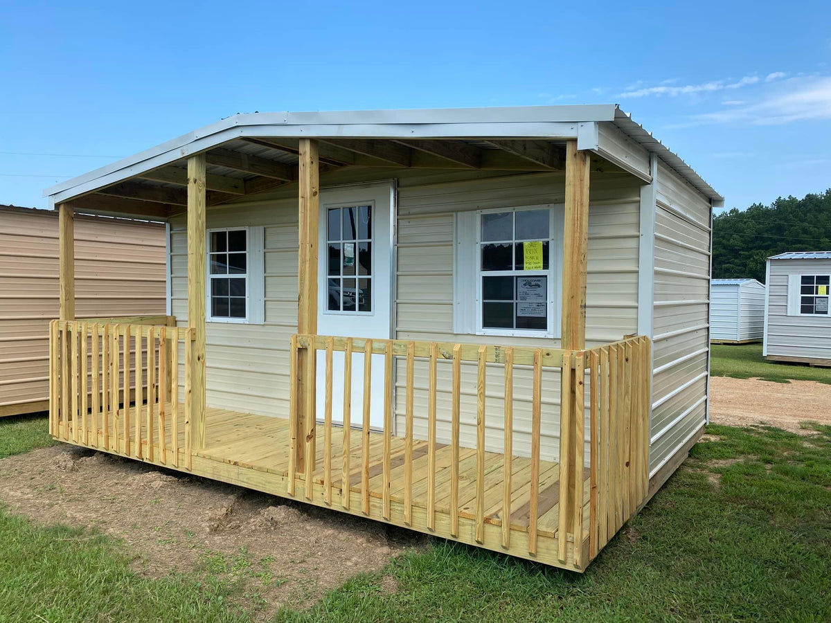 Rail Porch Portable Building – Holcomb Buildings