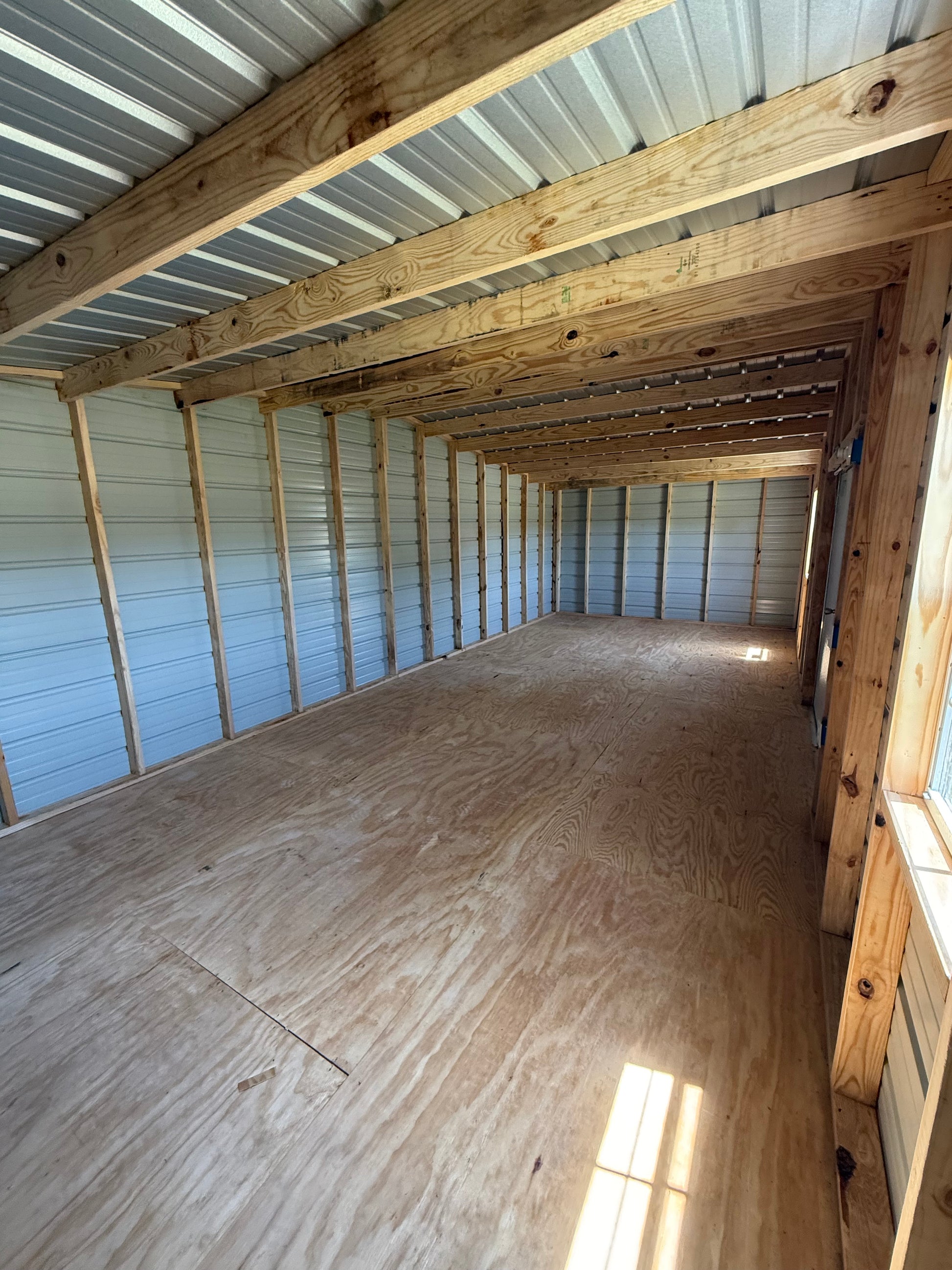 inside view of 12x28 regular roof portable building 