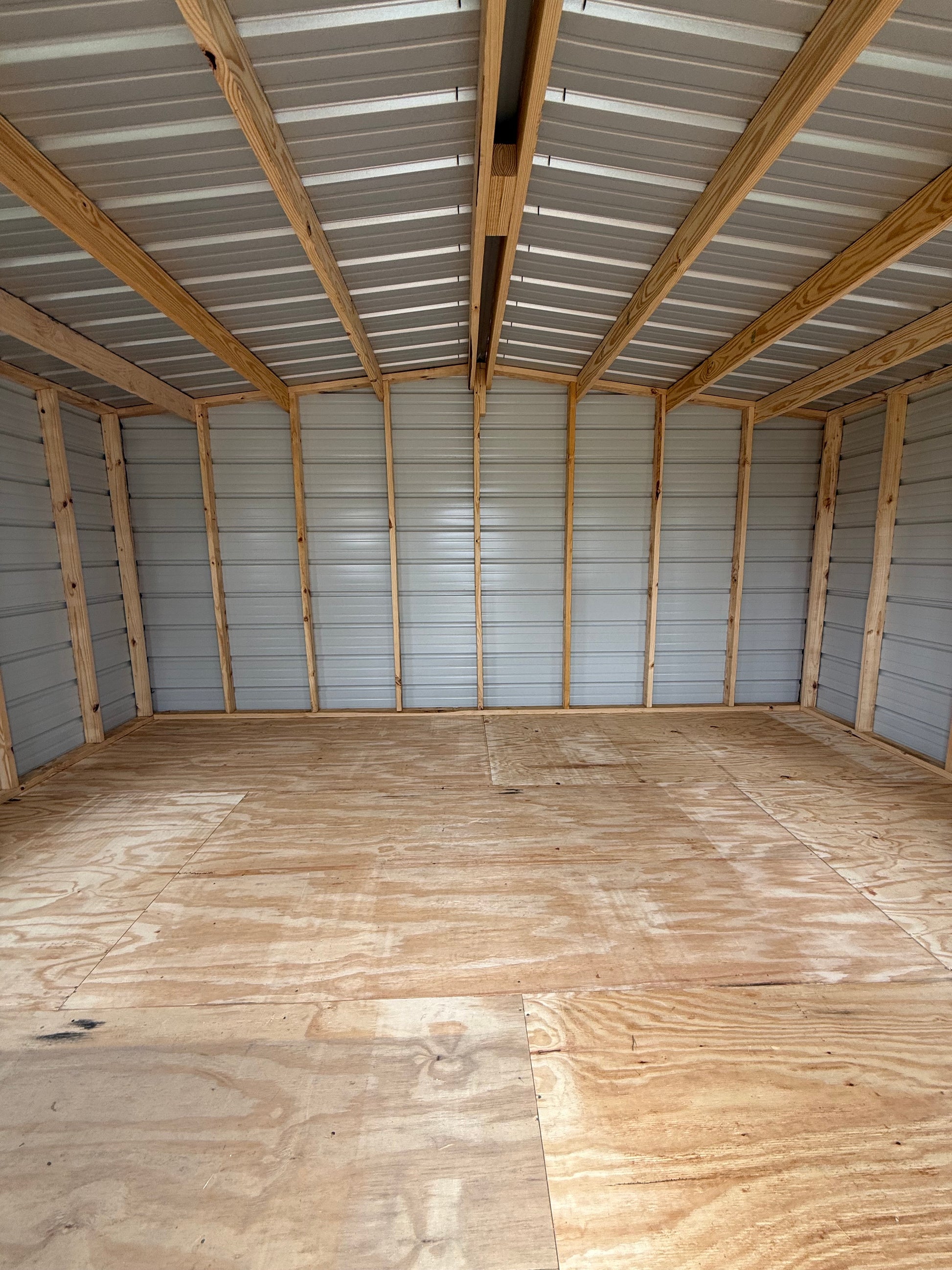inside view of 12x16 regular roof portable building 