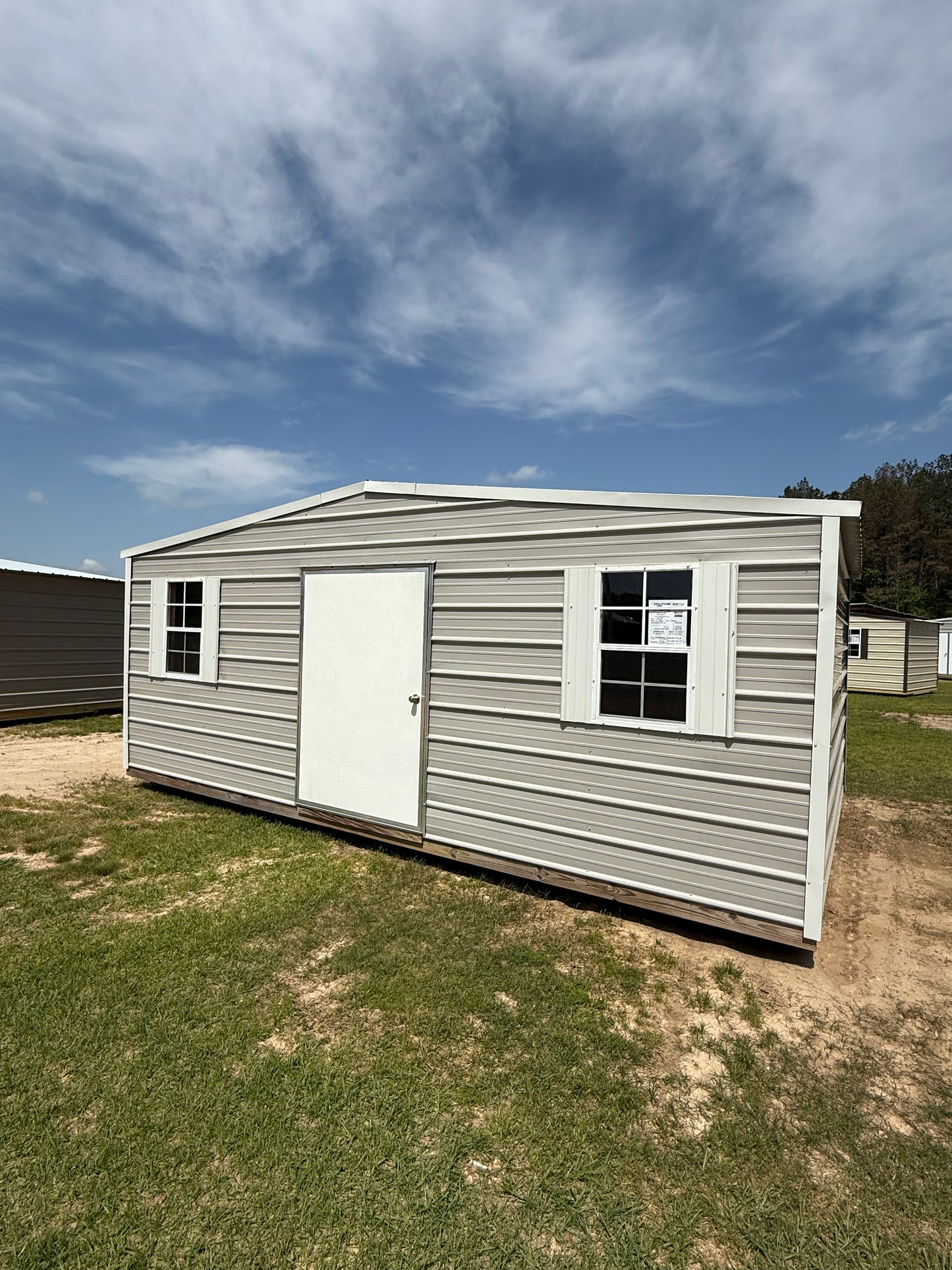12x20 gray/white portable building 
