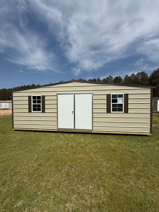 12x24 Regular Roof Portable Building -Light Stone/Brown
