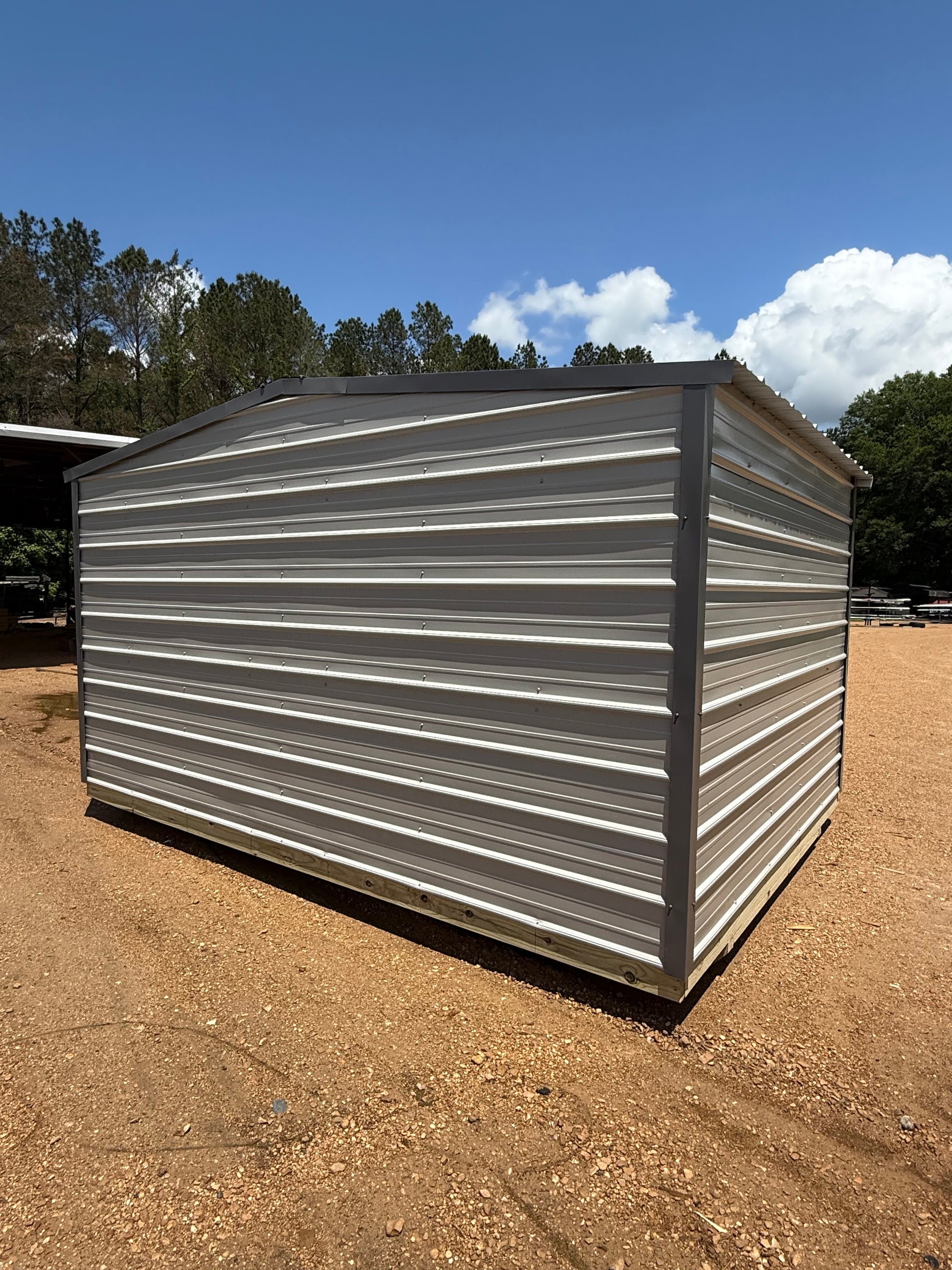 outside 10x14 gray/charcoal regular roof portable building