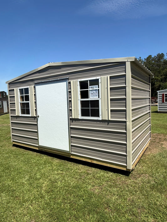 8x14 taupe and light stone regular roof portable building