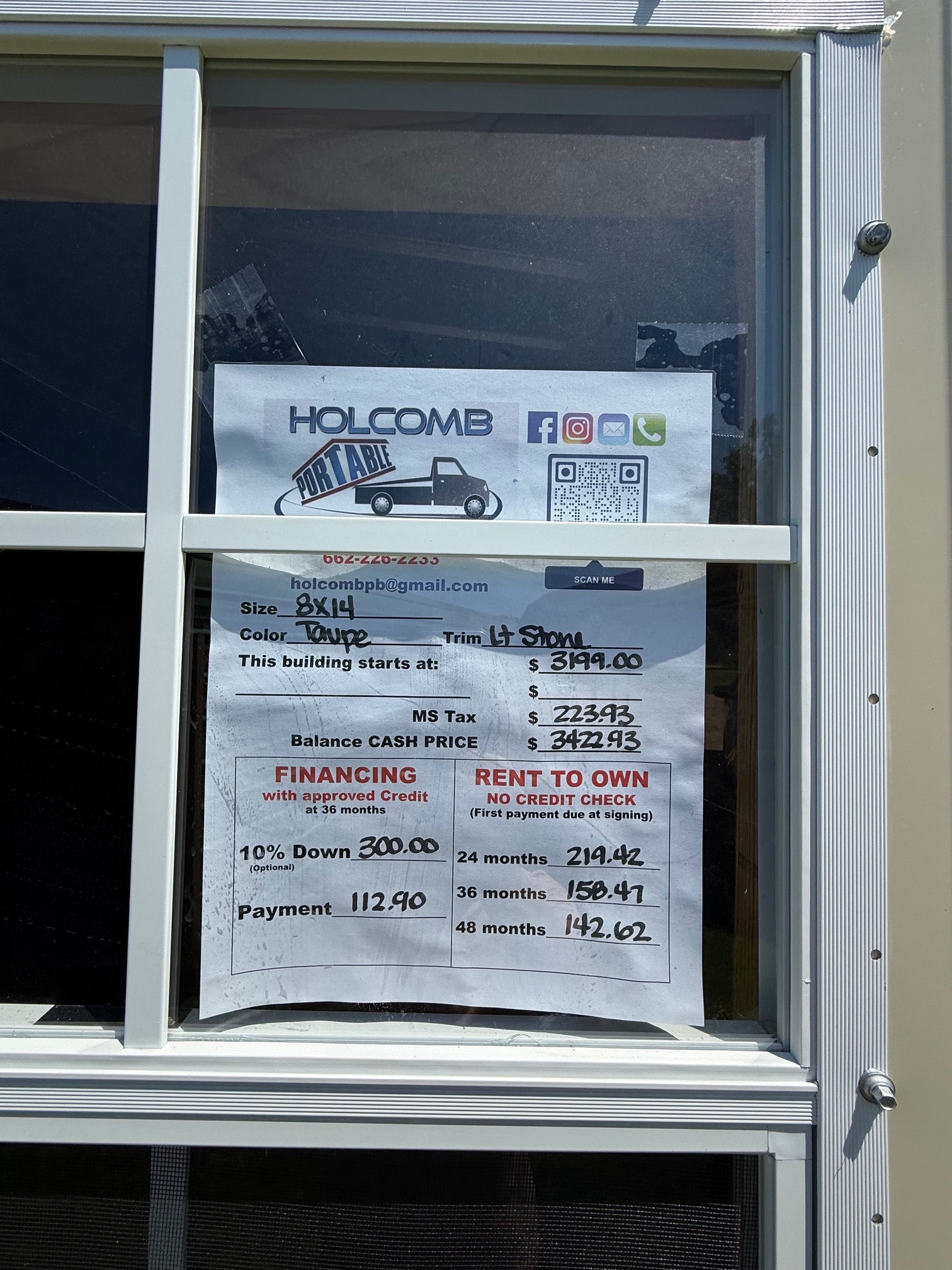 pricing sheet for regular roof portable building 
