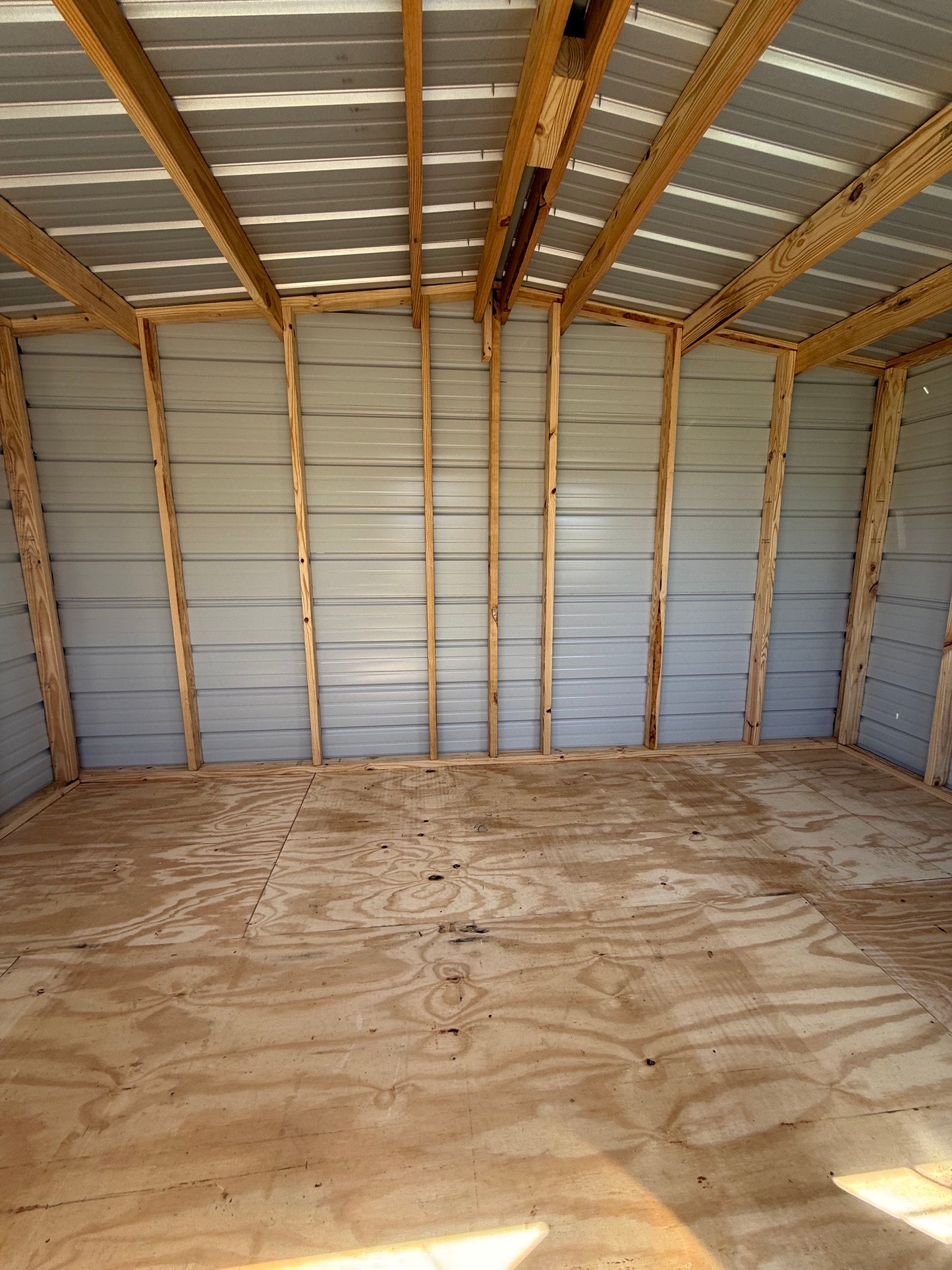 inside view of 8x14 regular roof portable building 
