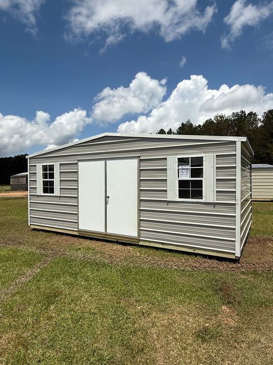 12x20 regular roof portable building gray/alamo white