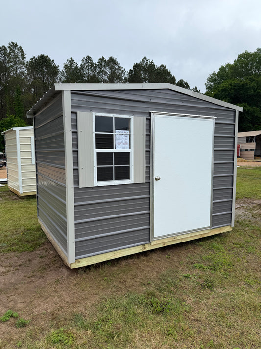8x10 Regular Roof Portable Building Charcoal/Gray 