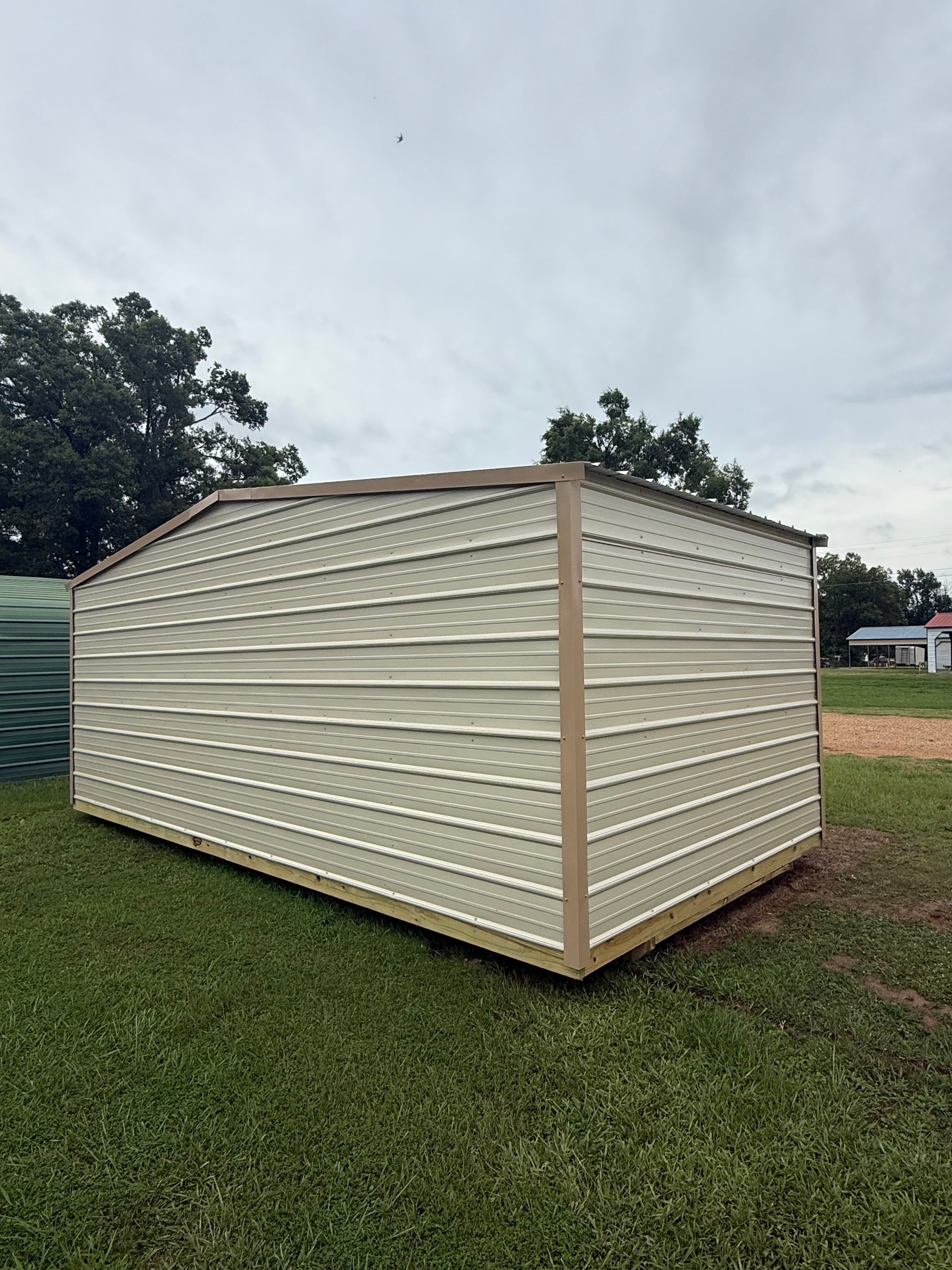 back/side view of 10x20 regular roof portable building 