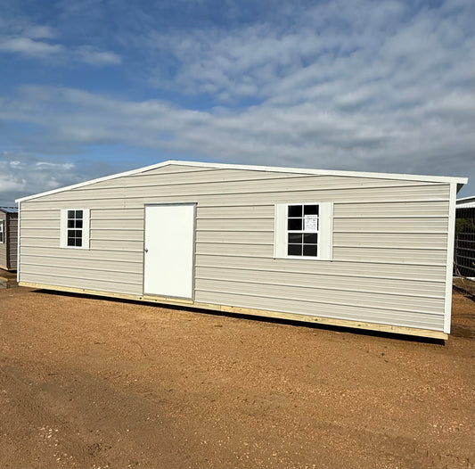 12x32 Regular Roof Portable Building - Gray/Alamo White