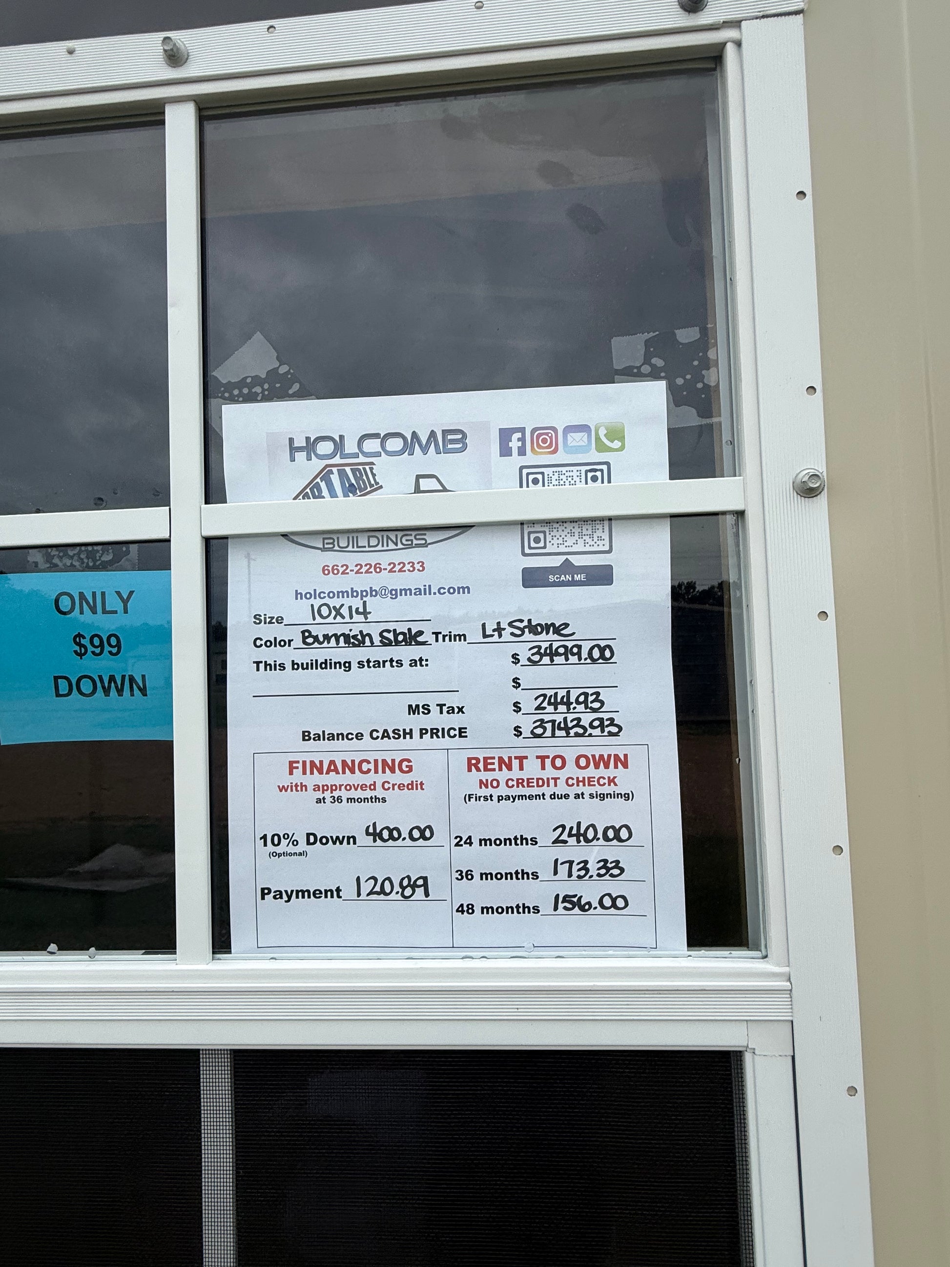 pricing sheet of 10c14 regular roof portable building 