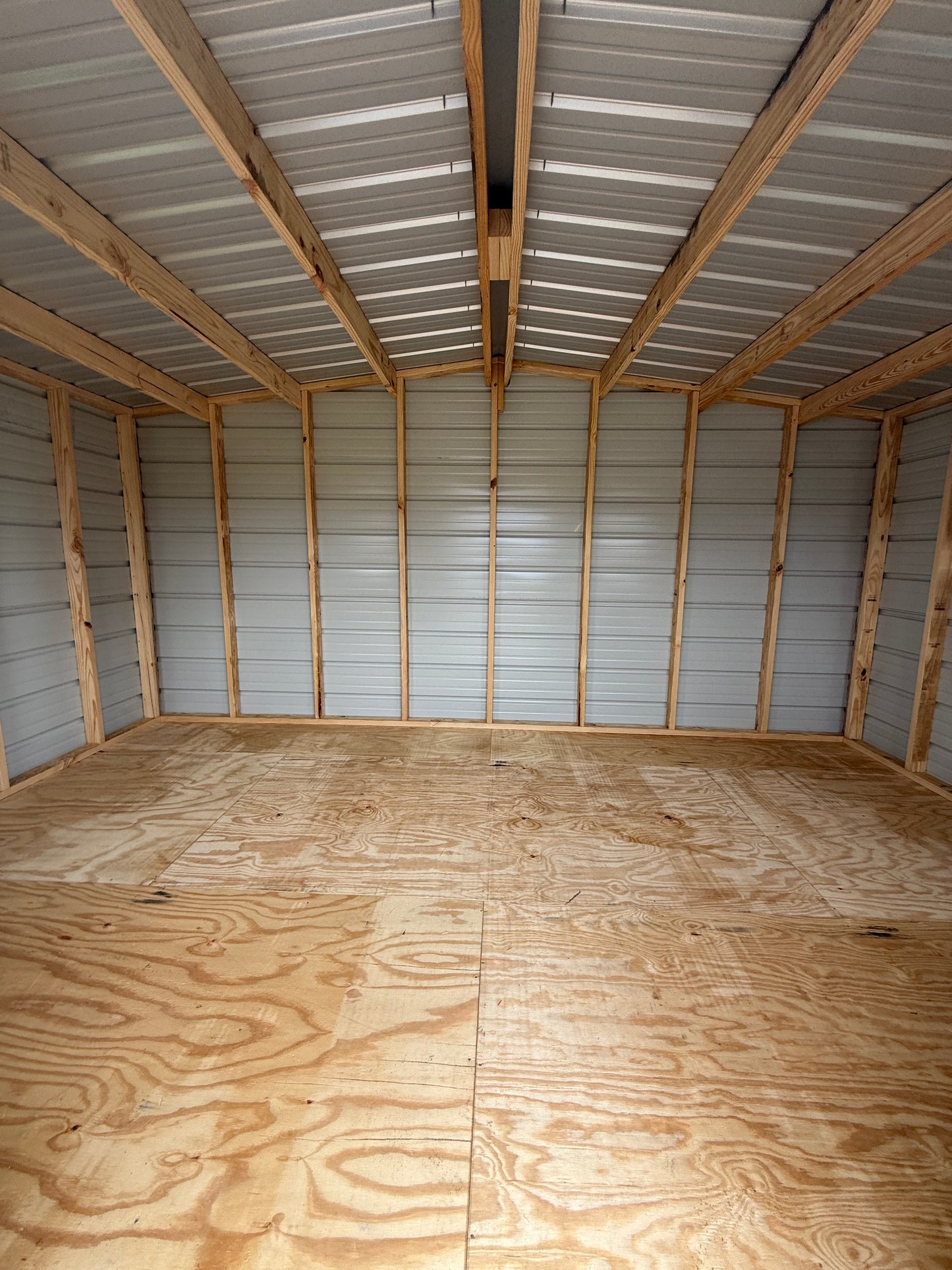 inside view of 10x16 regular roof building 