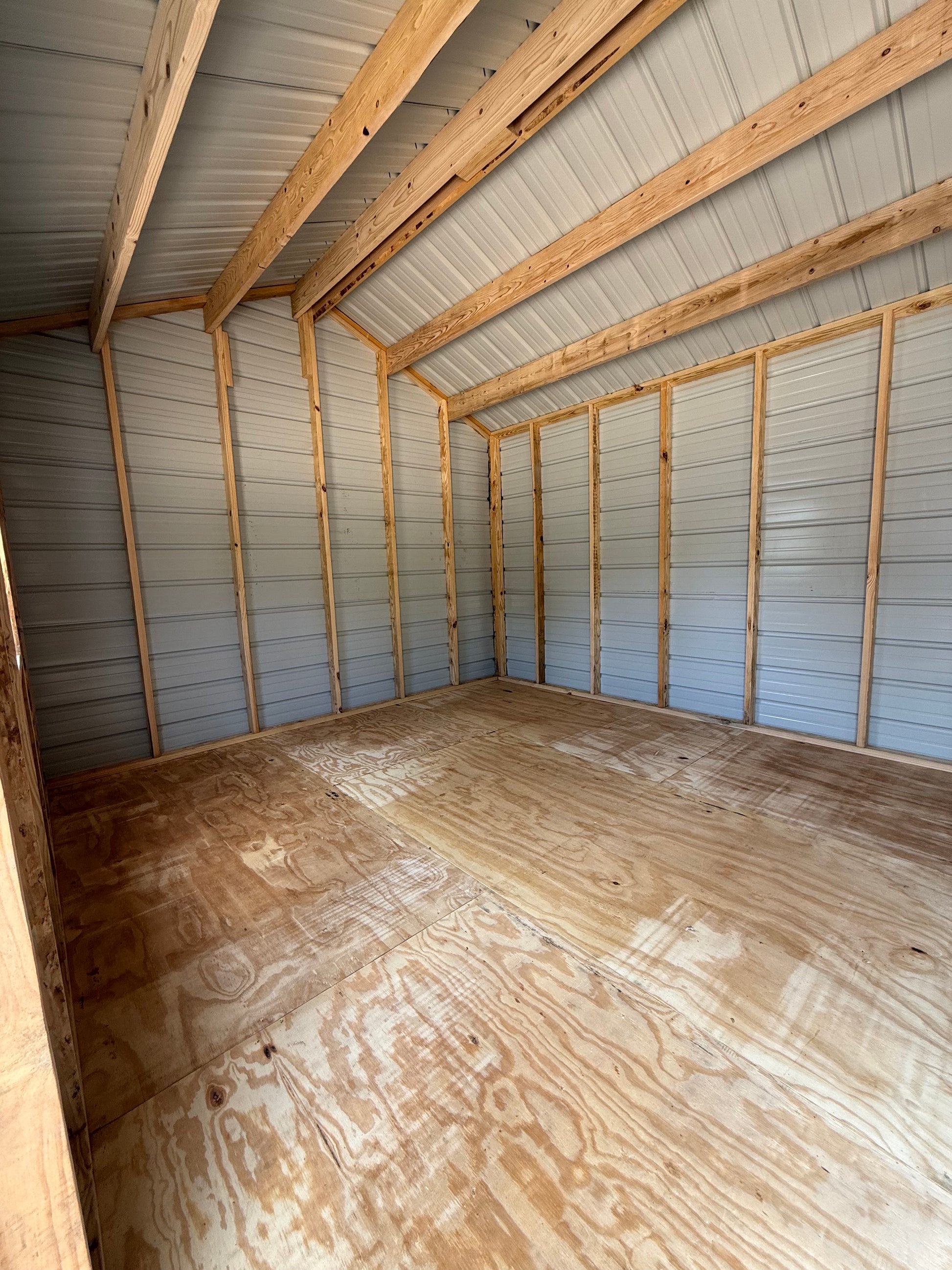 inside view of 12x24 peak portable building 