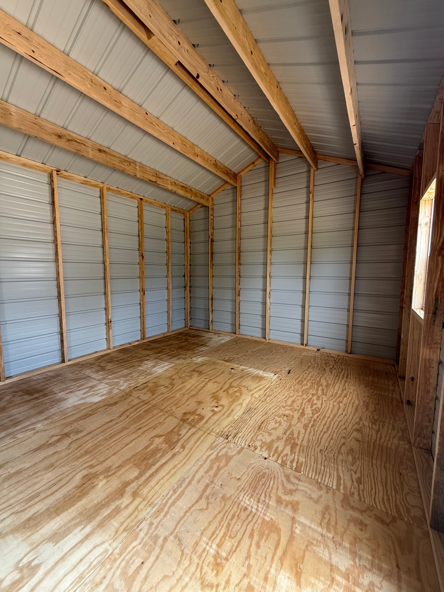 inside view of 12x24 peak portable building 