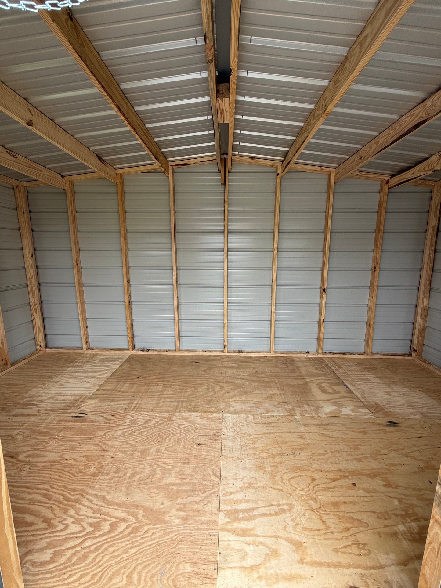 8x16 Regular Roof Portable Building - Taupe/Gray