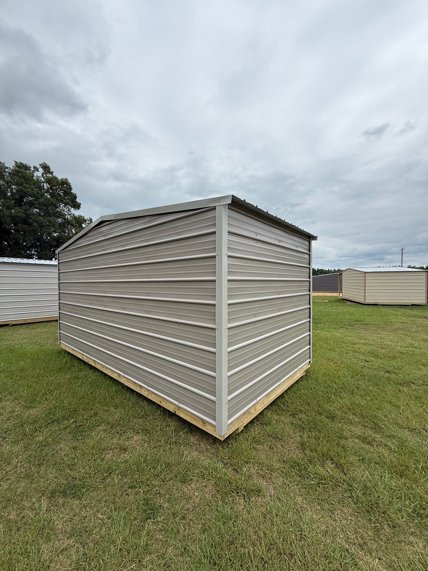 8x16 Regular Roof Portable Building - Taupe/Gray