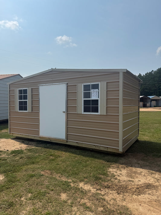 8x16 tan/light stone regular roof portable building