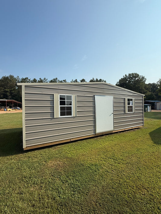 12x24 Regular Roof Portable Building - Taupe/Light Stone
