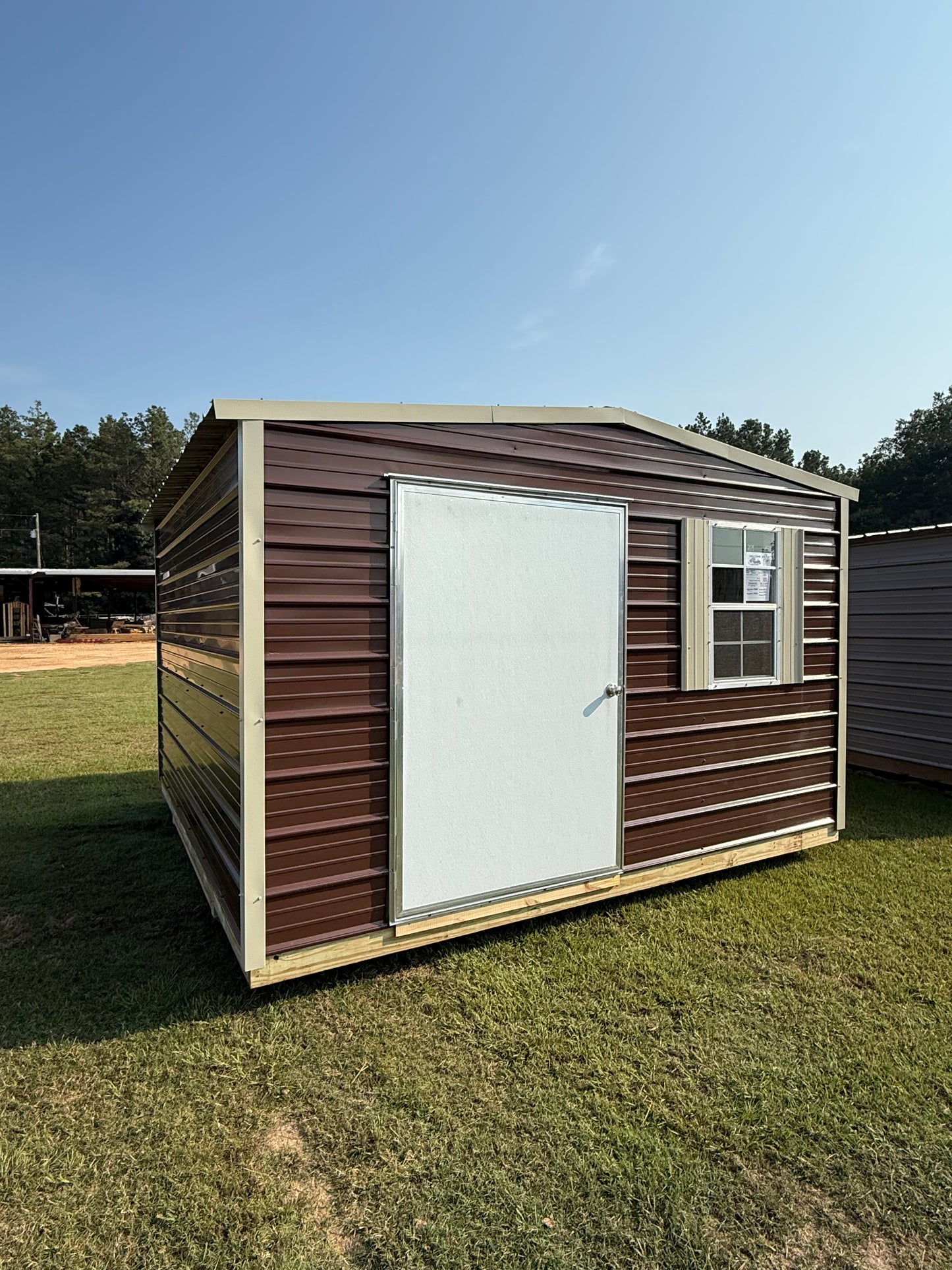 12x12 brown/light stone regular roof portable building