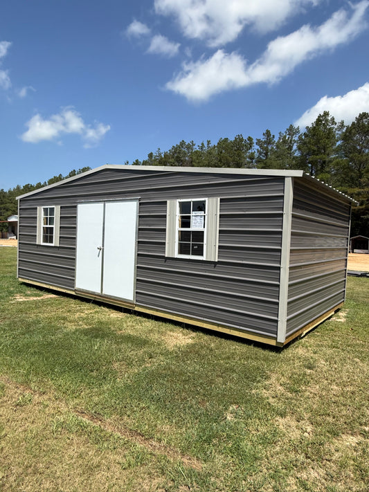 12x24 regular roof building charcoal/gray with double door 